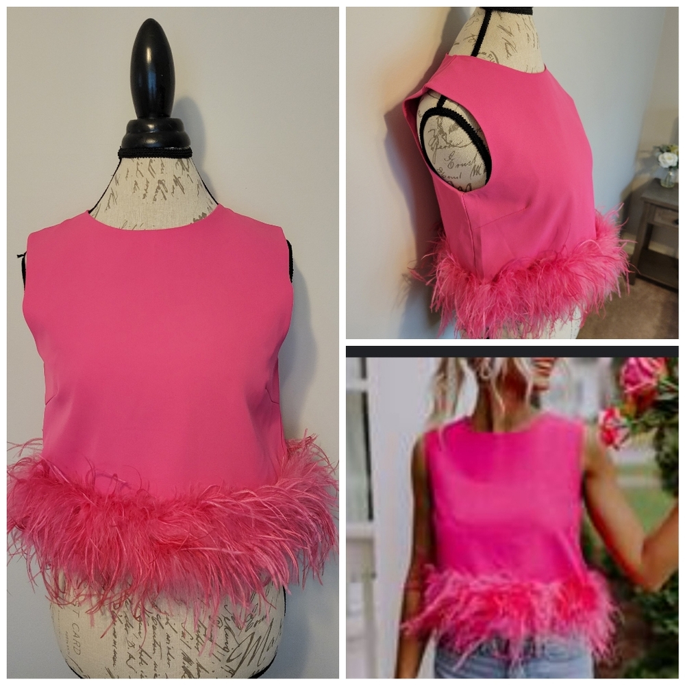 Sleeveless Feather Top